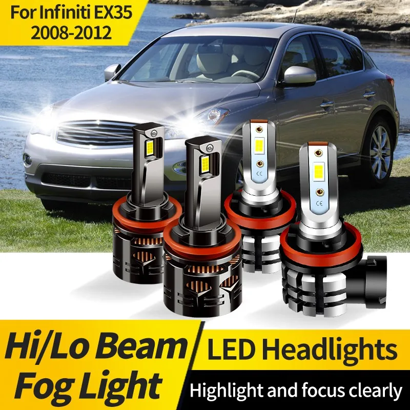 

2PCS H9 LED Auto Headlamp Bulbs H11 Hi/Lo Beam Fog Light 6000K White For Infiniti EX35 2008-2012 For Infiniti EX 2008-2023