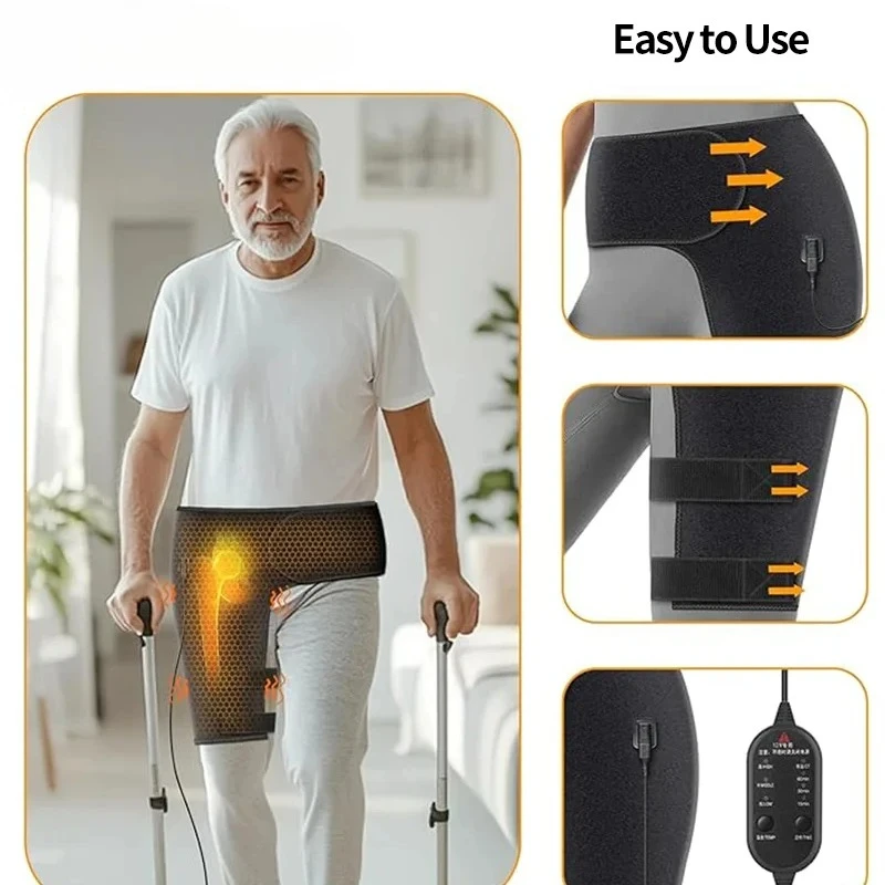 Full-Wrap Hip Support Brace with Massager and Heating, USB-Powered
