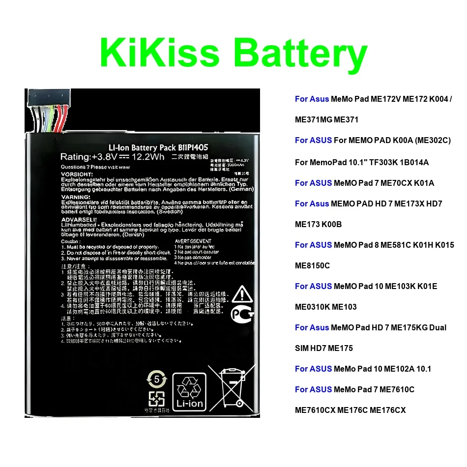 

3090-6560Mah For Asus Memo Pad HD K00a Me172v 8 10 10.1 7 Me173x Me175kg Me70cx Me7610c C11P1304 C11P1330 C12P1301 Battery