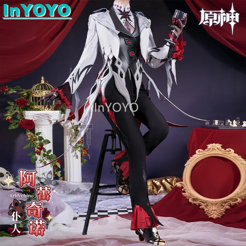 InYOYO Arlecchino The Knave Costume Cosplay Genshin Impact Fashion Swallowtail Uniform Game Suit Halloween Party Outfit Women