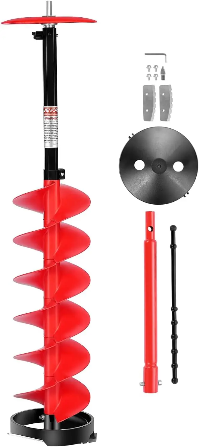 

8" Nylon Ice Auger Drill Bit, 41" Length with Extension Rod and Adapter for Cordless Fishing
