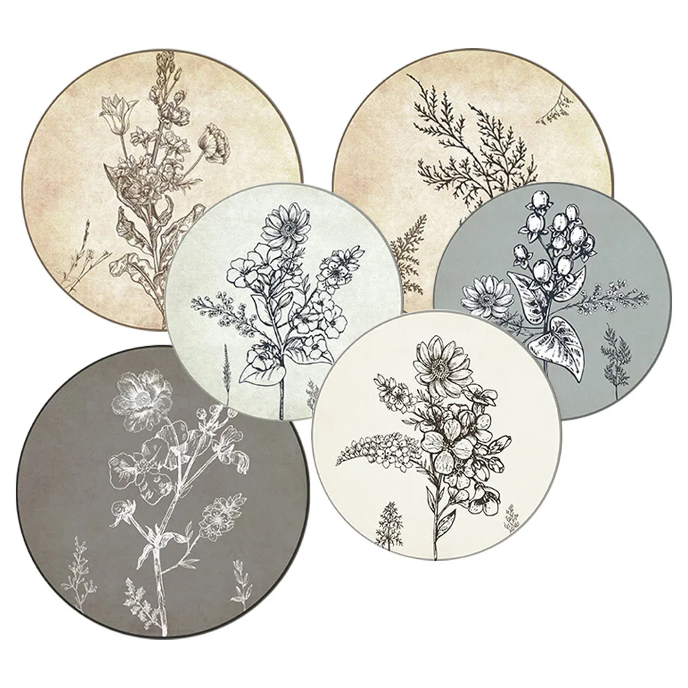 

6 Pcs Wooden Wall Decor Home Room Hanging Farmhouse Craft Density Board Modern House Plant Flower Design Bedroom Office