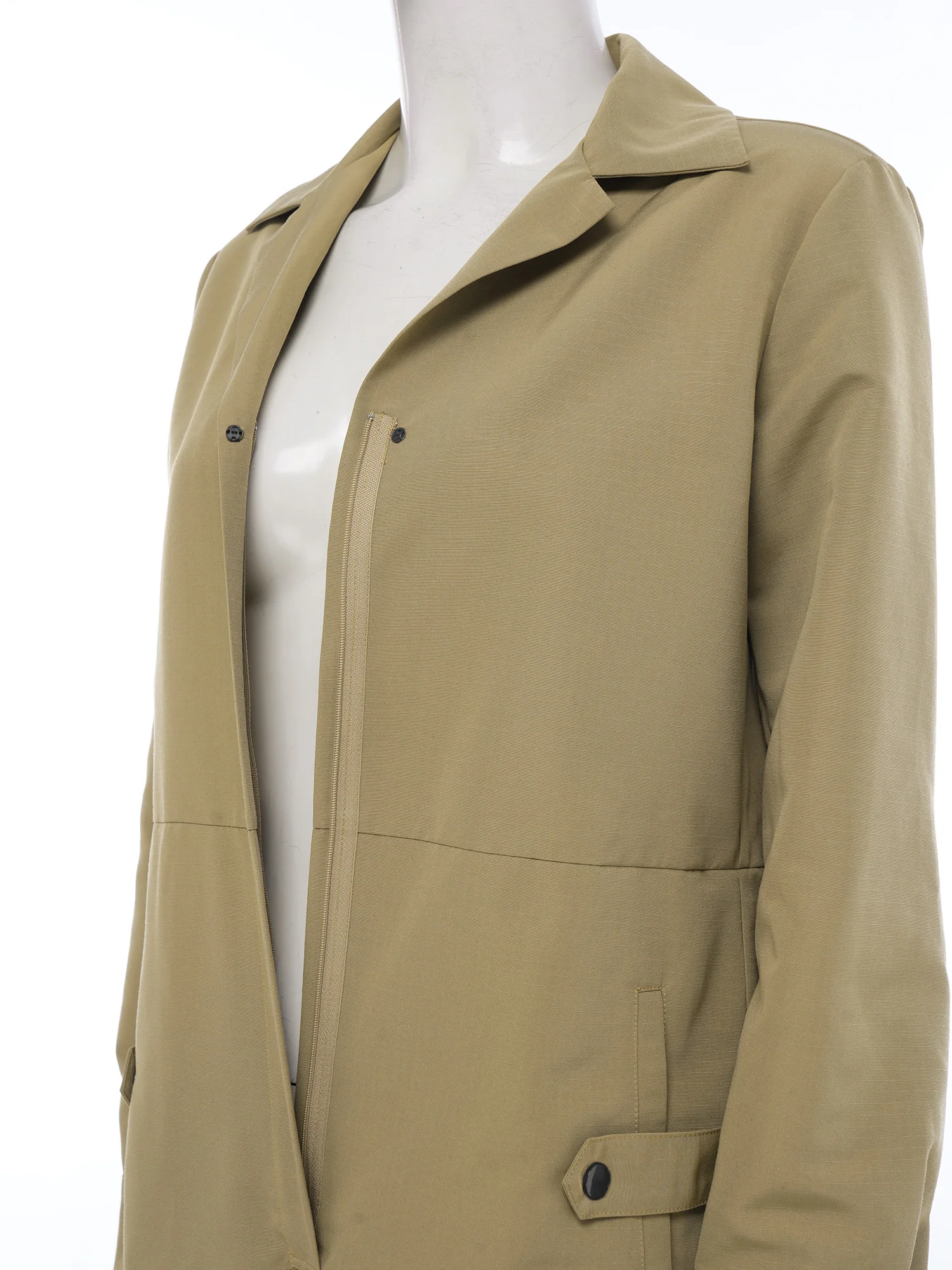 

Women Long Sleeve Coveralls with Waist Belt Lapel V Neck Zipper Back Cutout Wide Leg Pants One Piece Rompers Overalls Jumpsuit