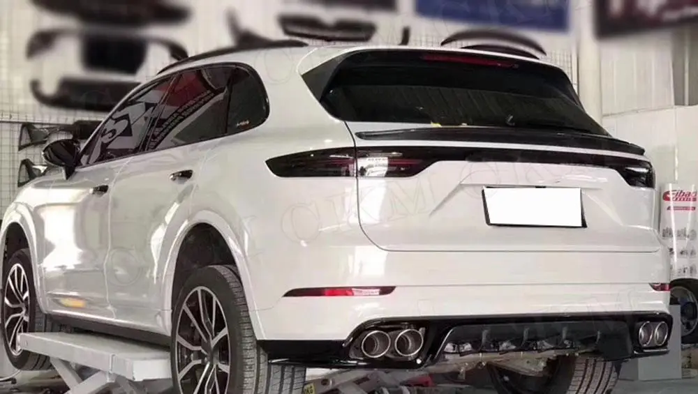 

CKMUUER Fit for Porsche Cayenne SUV 4 Door 2018 2019 2020 Carbon Fiber Rear Middle Lip Spoiler Boot Trunk Wings Trims