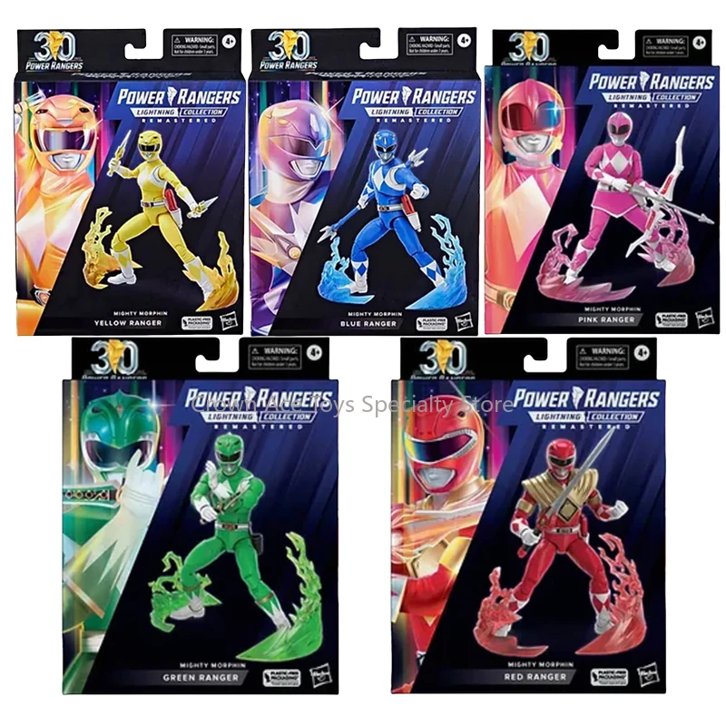 

Power Rangers Mighty Morphin Pink Red Green Yellow Blue Ranger Action Figures Trendy Collectible Toys Desktop Doll Holiday Gifts