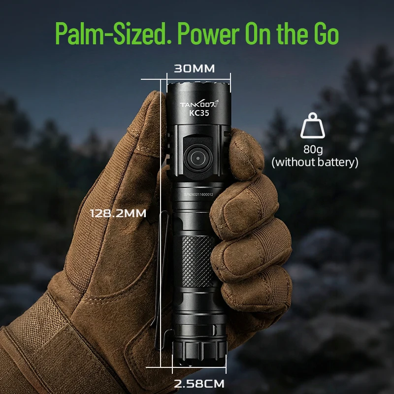 TANK007 5000lm flashlight Aluminum alloy outdoor lighting lamp with built-in high-capacity Typ-C rechargeable battery