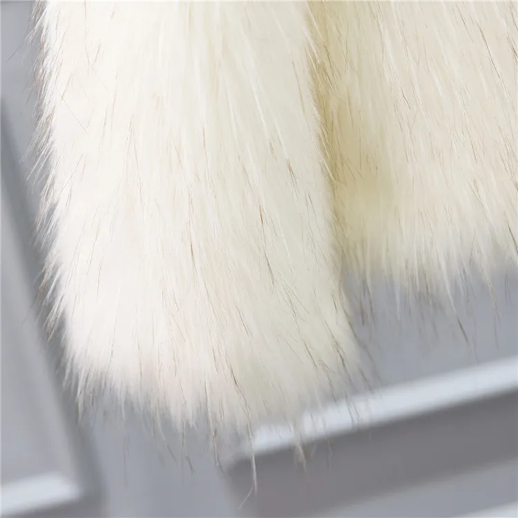 화이트 윈터 여성용 인조 모피 재킷 브이넥 두꺼운 인조 모피 코트 여성용 플러피 롱 헤어 여성용 에코 퍼 아우터웨어