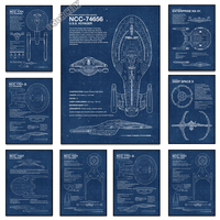 Modern Star Trek Blueprints Posters Canvas Prints Painting Vintage Wall Art Pictures for Living Room Home Decoration (No Frame)
