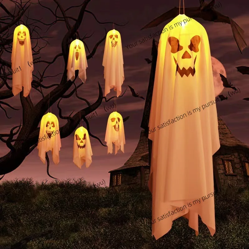 Halloween Scene Decoration Ghost Scare Scream Prop Hanging LED Lights Thriller Glow Halloween Decoration