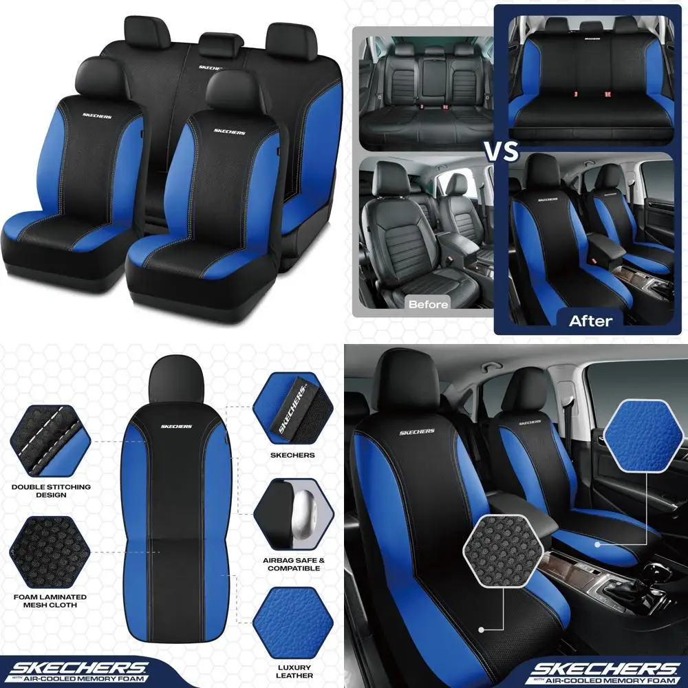 

Skechers Memory Foam Seat Covers,Air- Cooled Mesh Thick Car Seat Covers,Leather Seat CoversFull Sets,Airbag Compatible,Automotiv