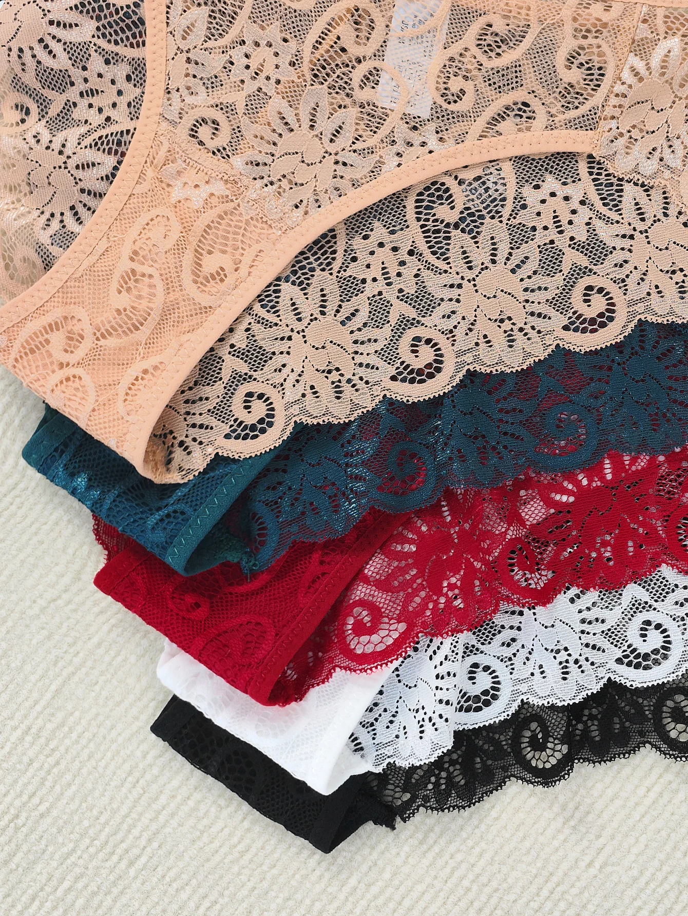 5pcs Embroidery Lace Women Panties Hollow Out Mid Waist Plus Size Female Briefs Perspective Comfortable Underwear Sexy Lingerie