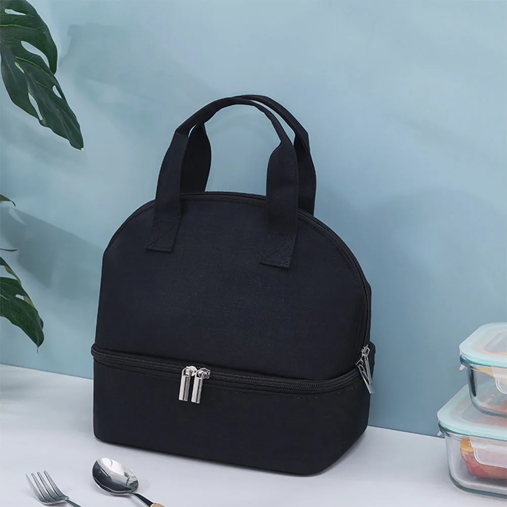 

Picnic Insulated Lunch Box Bag Tote Bags Portable Bento Pouch Car Black Storage Shopping