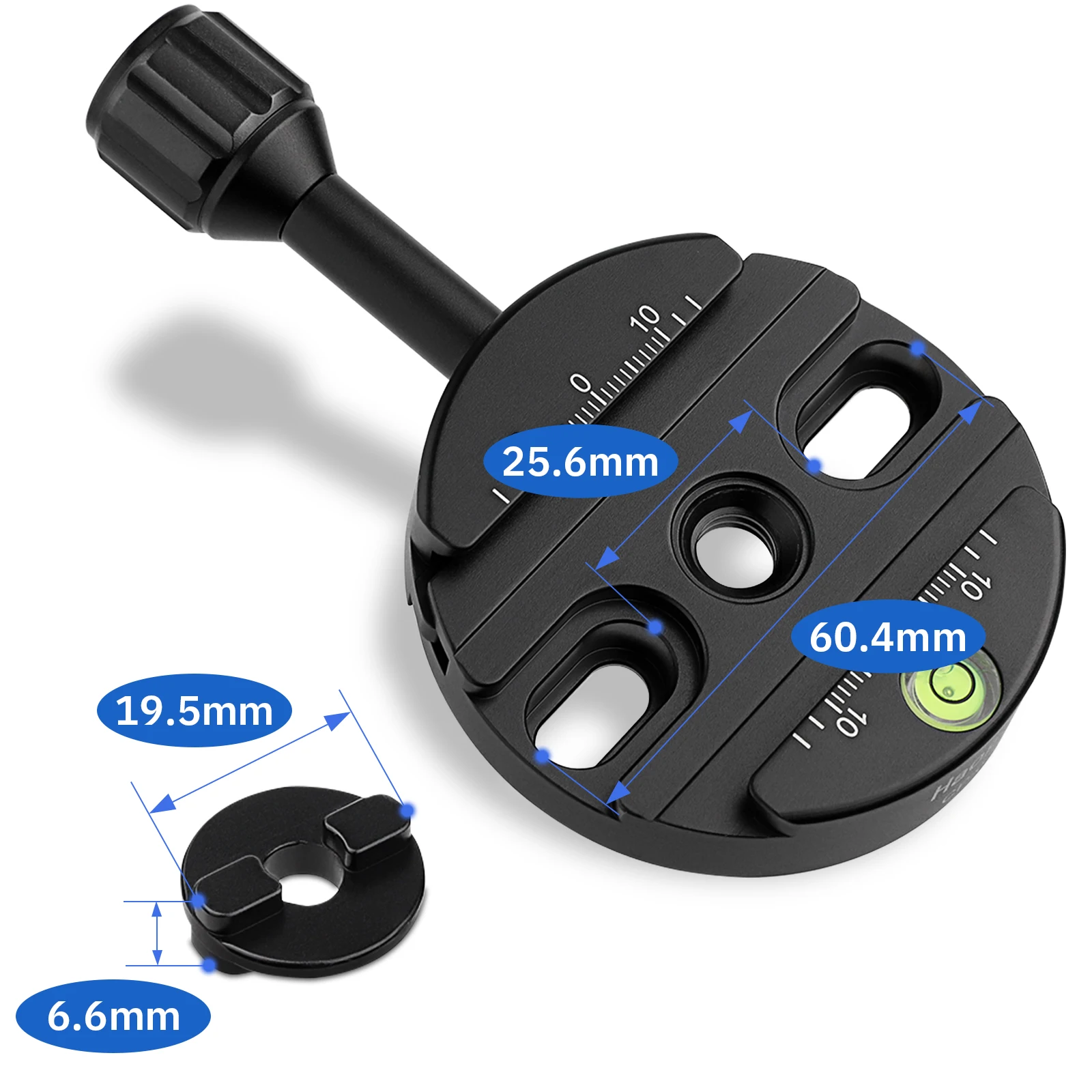 Haogeコンボボスアダプタと64ミリメートルアルカスイス互換クイックリリースクランプためマンフロット三脚ボールヘッドの交換