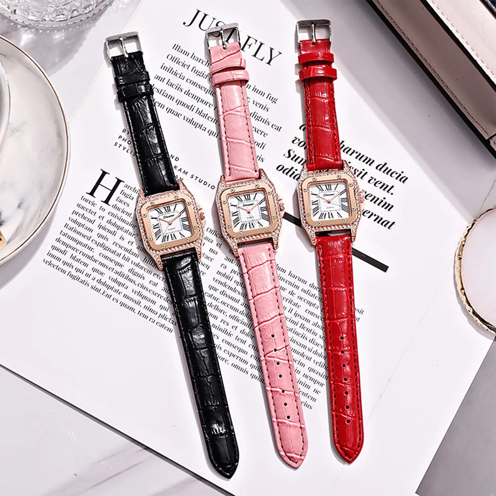 Top Brand Elegant Women Leather Strap Watch Casual Ladies Quartz Wristwatch Female Bracelet With Watch Set Clocks Reloj Mujer