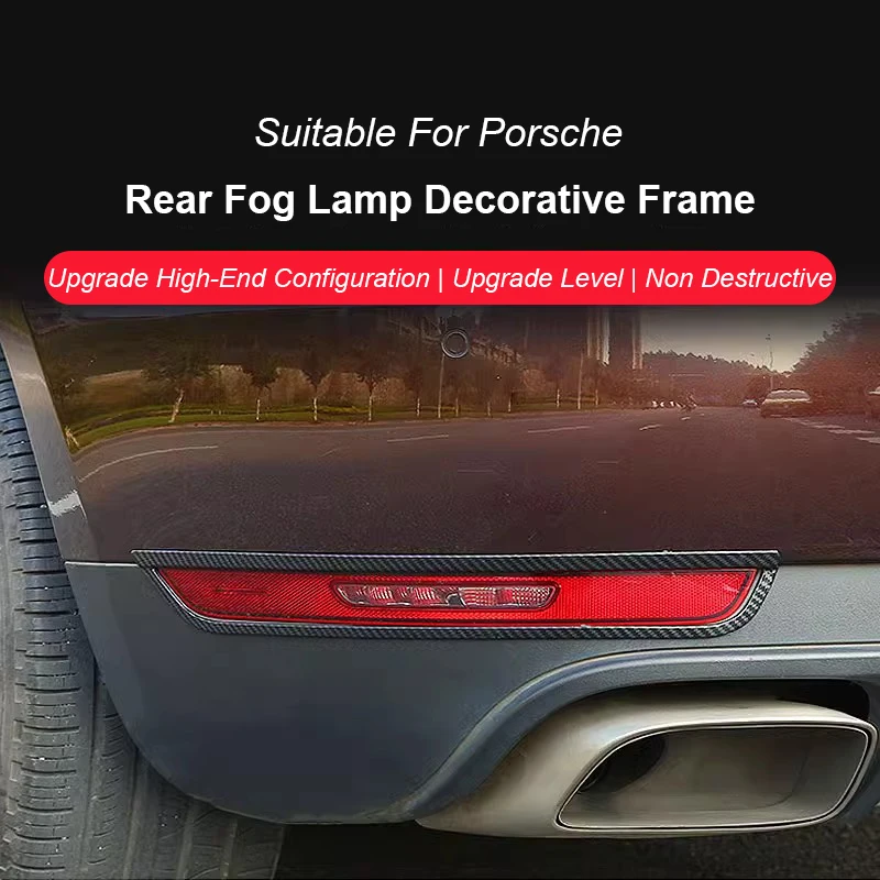 

For Porsche Macan 2014-2024 Rear Fog Lamp Frame Foglight Bumper Decoration Cover Trim Strips Interior Stickers Car Accessories