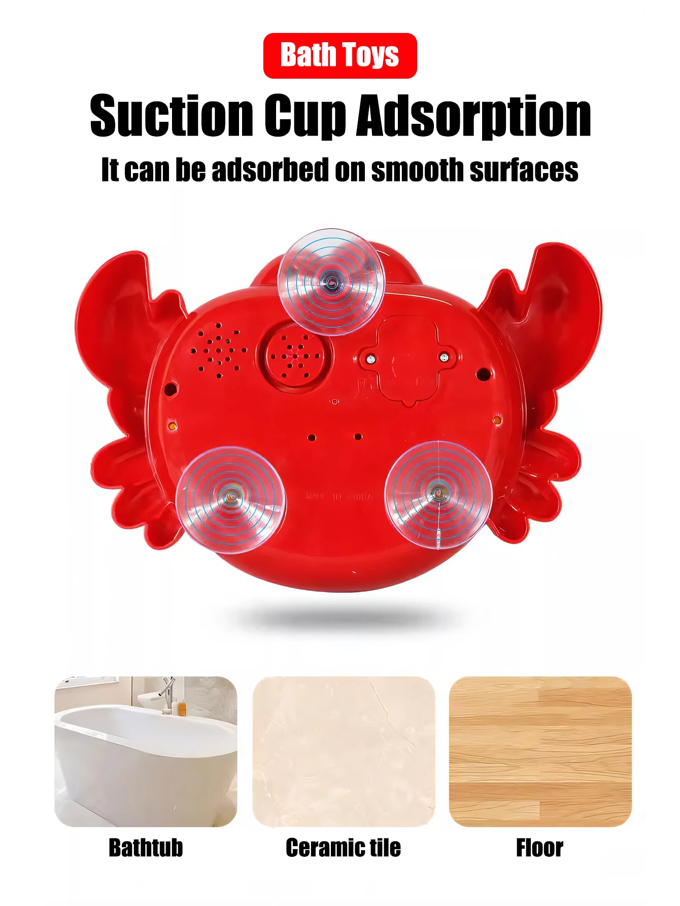 1pcs Kids Red Crab Spit Bubble Machine Baby Bath Toys Kids Bathtub Water Play with Music,Surprise Gift for Boys Girls