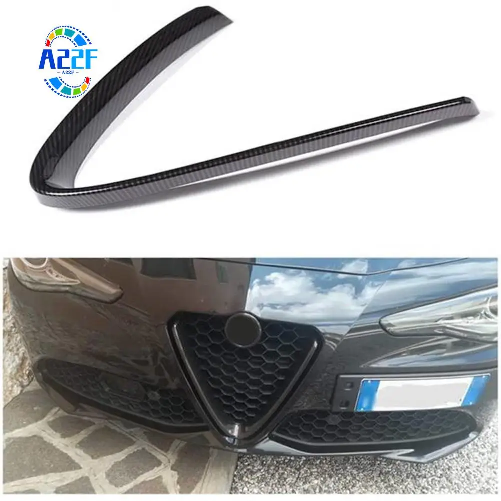 

A22F-For Alfa Romeo Giulia 2016-2019 Car Front Bumper Air Grilles V Shape Frame Decoration Trim Cover Sticker Accessories