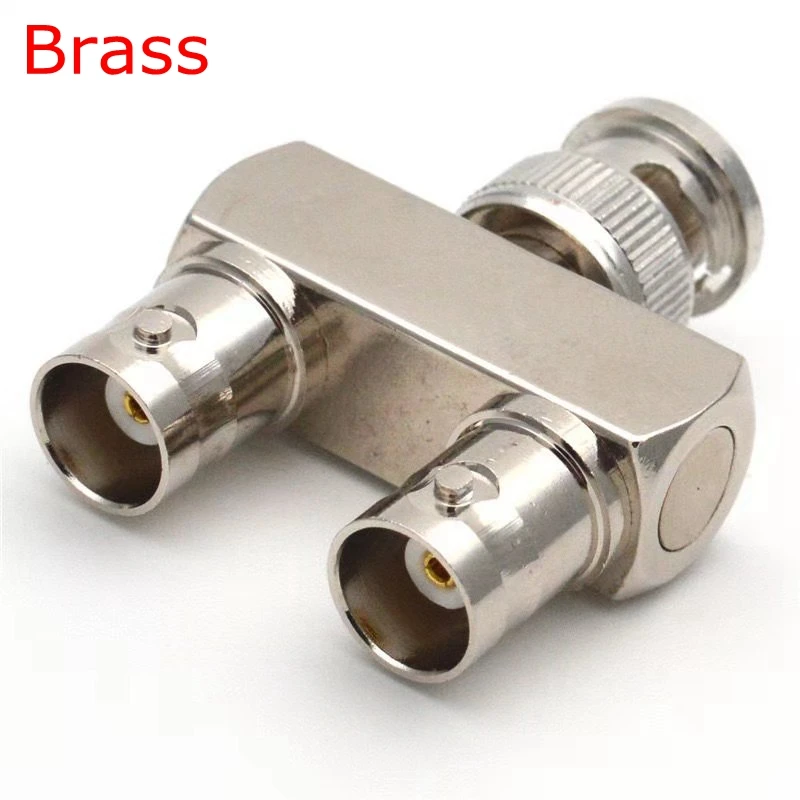 1Pcs Q9 BNC Male Plug To 2x Double Female Jack Y Type Tee Type 3Way Splitter Connector BNC Male To 2x Female Coaxial RF Adapter