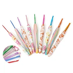 New Prints Crochet Set knitting Needles Tool TPR Soft Plastic Handle Alumina Metal Head Crochet Hooks Colorful DIY Sweater Weave