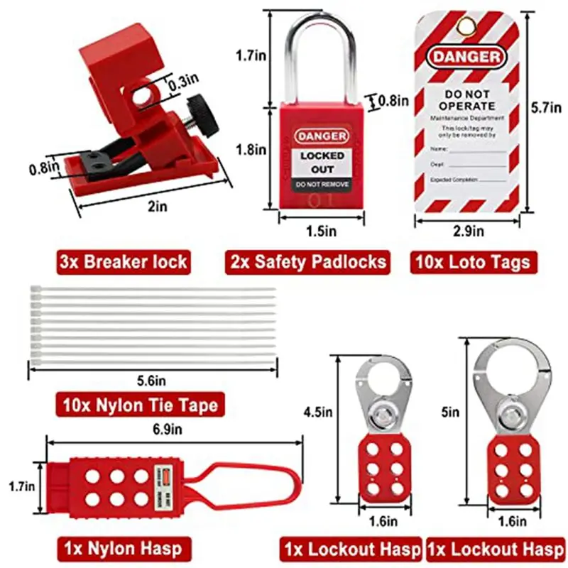 A23F-1 Pair Lock Out Tag Kits With Hasps Plastic For Great Addition To Machinery, Electrical Equipment, Industrial Work, And Mor