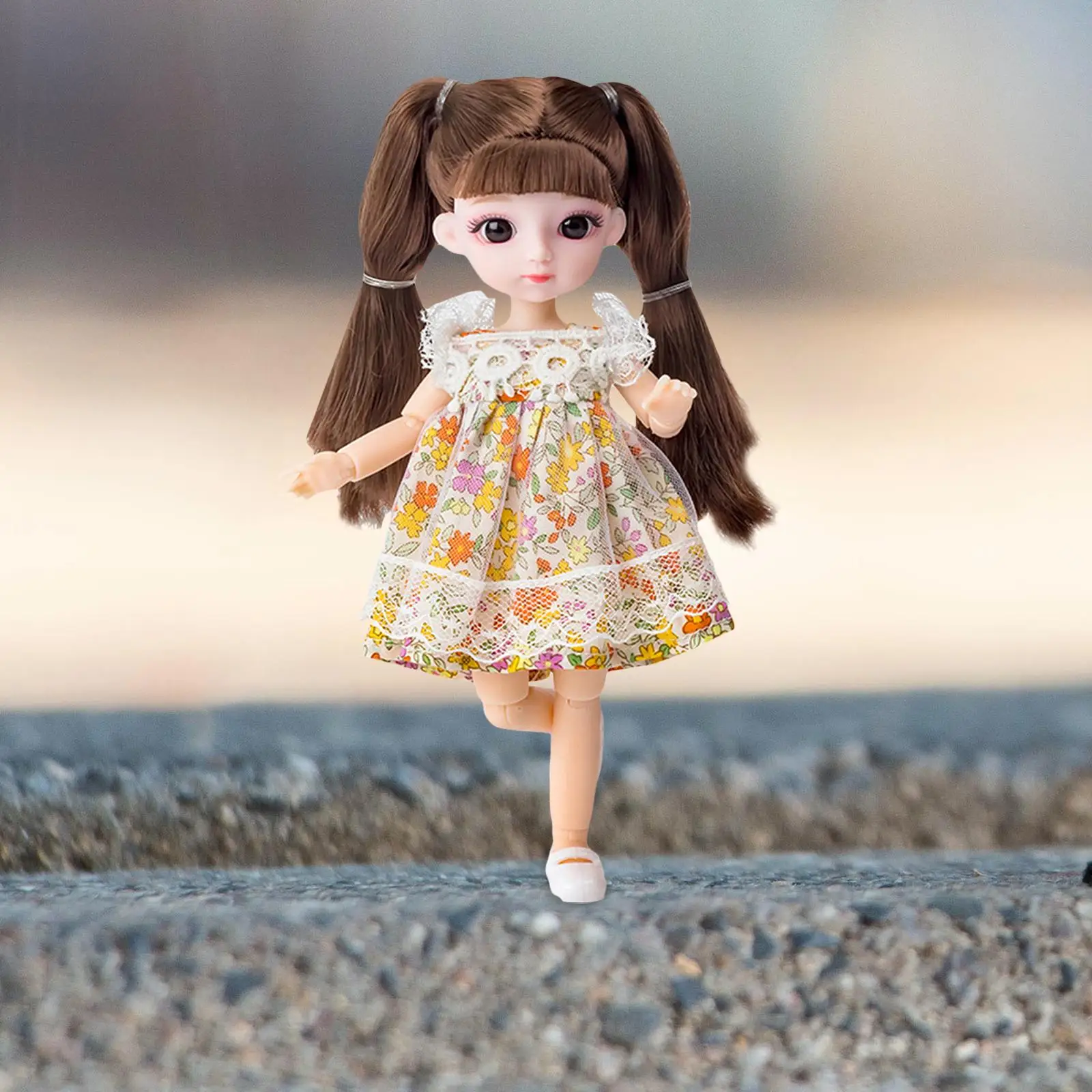 13 Moveable Joint 20cm Doll with Dress Set Long Wig Hair, Makeup, Fashion Dolls, Princess Doll Toy for Girls Collection