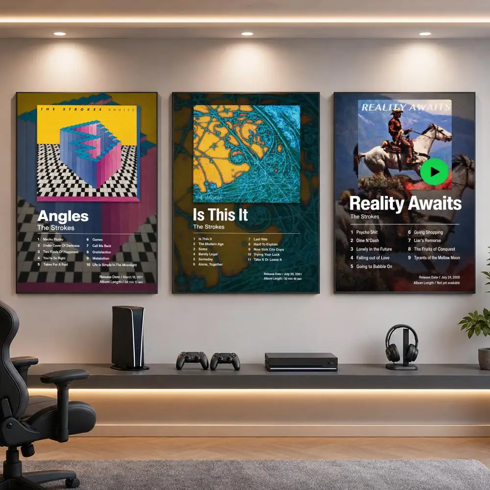Band T-The Strokes Indie Rock Poster HD Removable Wall Art Gift Bedroom Lounge Dorm Office Gaming Cafe Bars