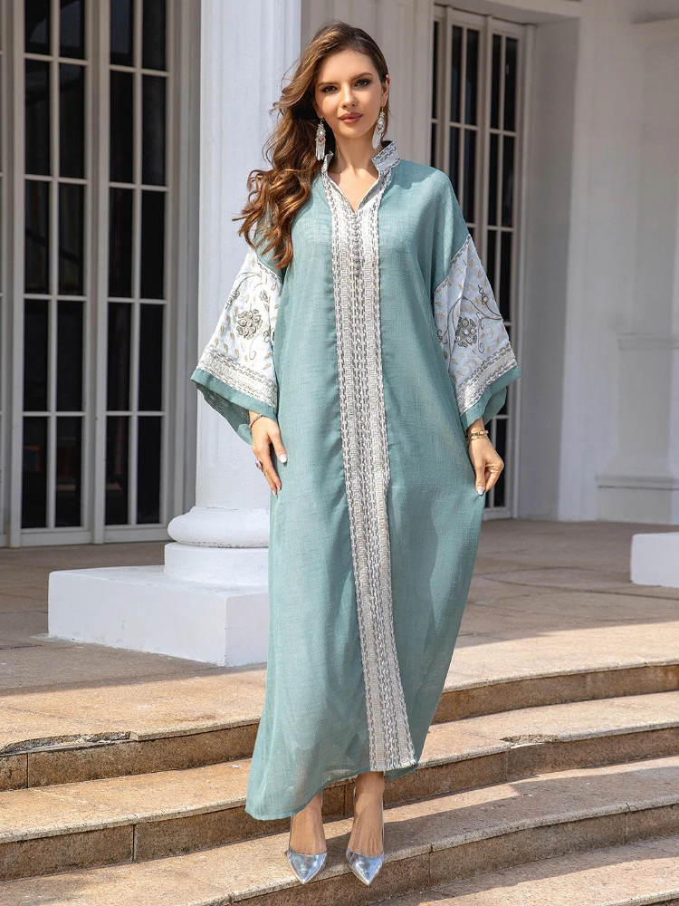 Eid Muslim Party Dress for Women Jalabiya Abaya Ramadan Long Dresses Abayas Woman Embroidery Kimono Robe Caftan Vestidos 2024