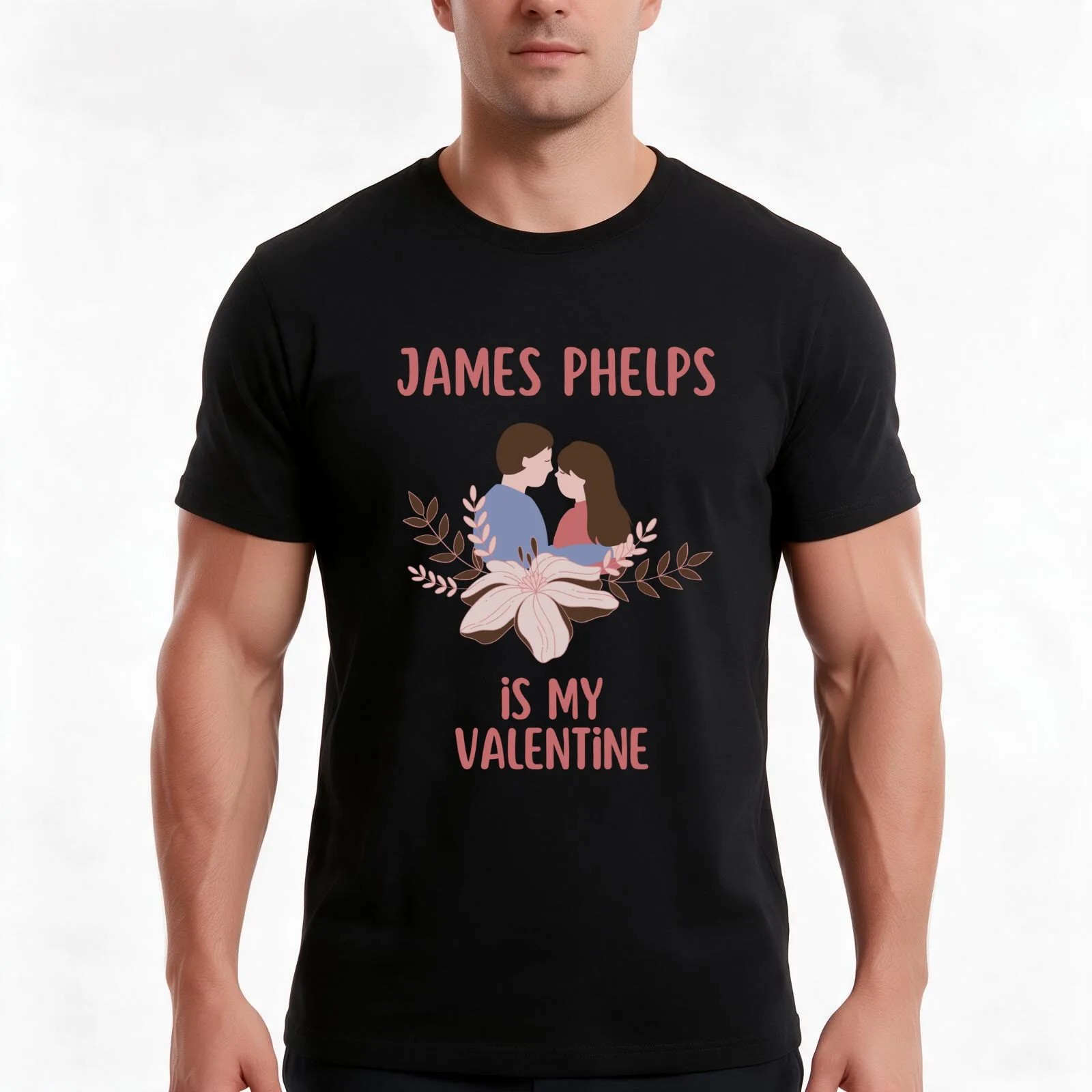 James Phelps is my valentine T-Shirt, Summer Casual Cotton Tee, Oversized Streetwear Tops, Vintage Graphic Print, 100% Cotton
