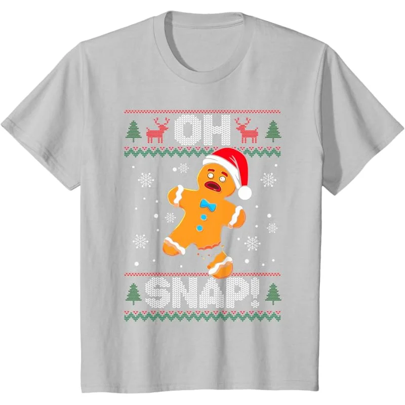 Oh Snap Gingerbread Man Cookie Natale Divertente brutto maglione T-shirt