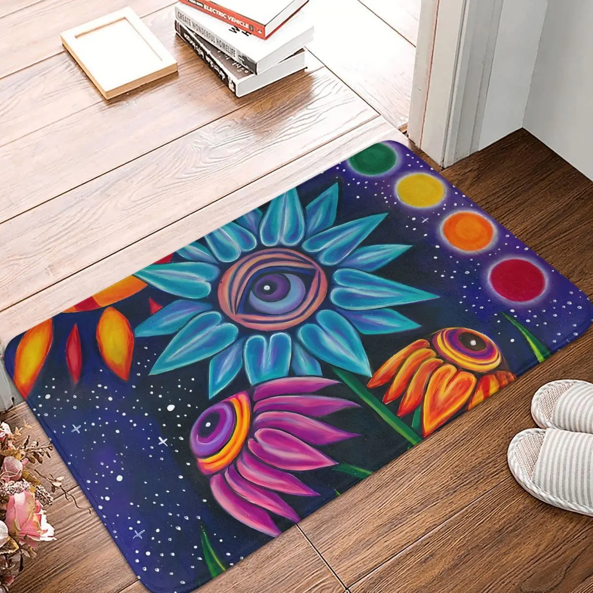 Sunflower Plant Non-slip Doormat All Seeiing Eyes Bath Kitchen Mat Outdoor Carpet Flannel Pattern Decor