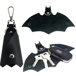 LLavero de cuero de superhéroe Bruce Wayne Unisex, llavero de cintura, llavero de Cosplay, llaves de coche divididas de murciélago, funda de regalo de moda