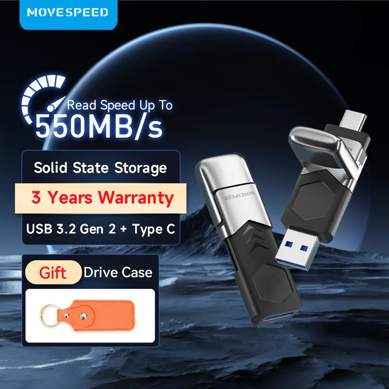 

MOVESPEED 1TB USB 3,2 Gen 2 550 MB/s высокоскоростной USB-флеш-накопитель типа C 2 в 1, 512 ГБ 256 ГБ 128 ГБ для ноутбуков, ПК, телефонов