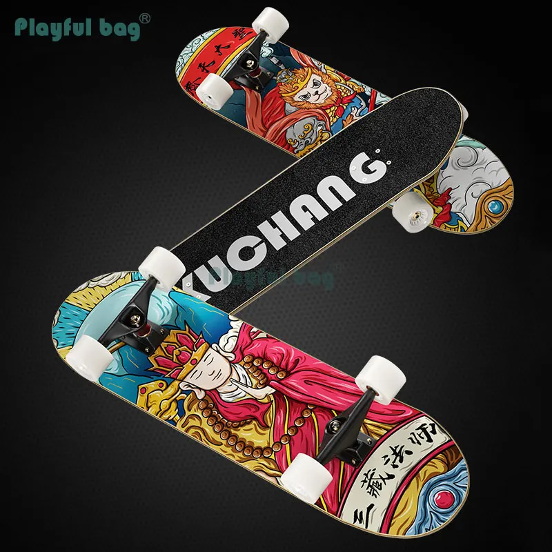 80x20CM Double Rocker Skateboard Beginner Four Wheel skateboard Children Adult skating sport ABEC-7 bearings Maple deck AMB201