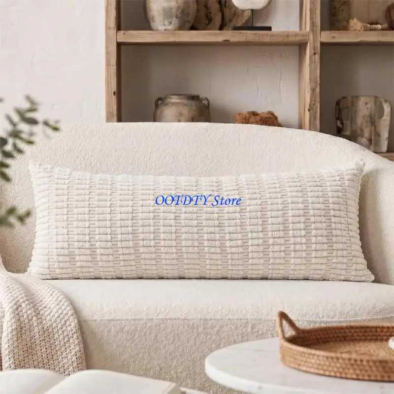 367A Long Backrest Pillow Cover with Reversible Ribbed Fabric for Indoor Room Use