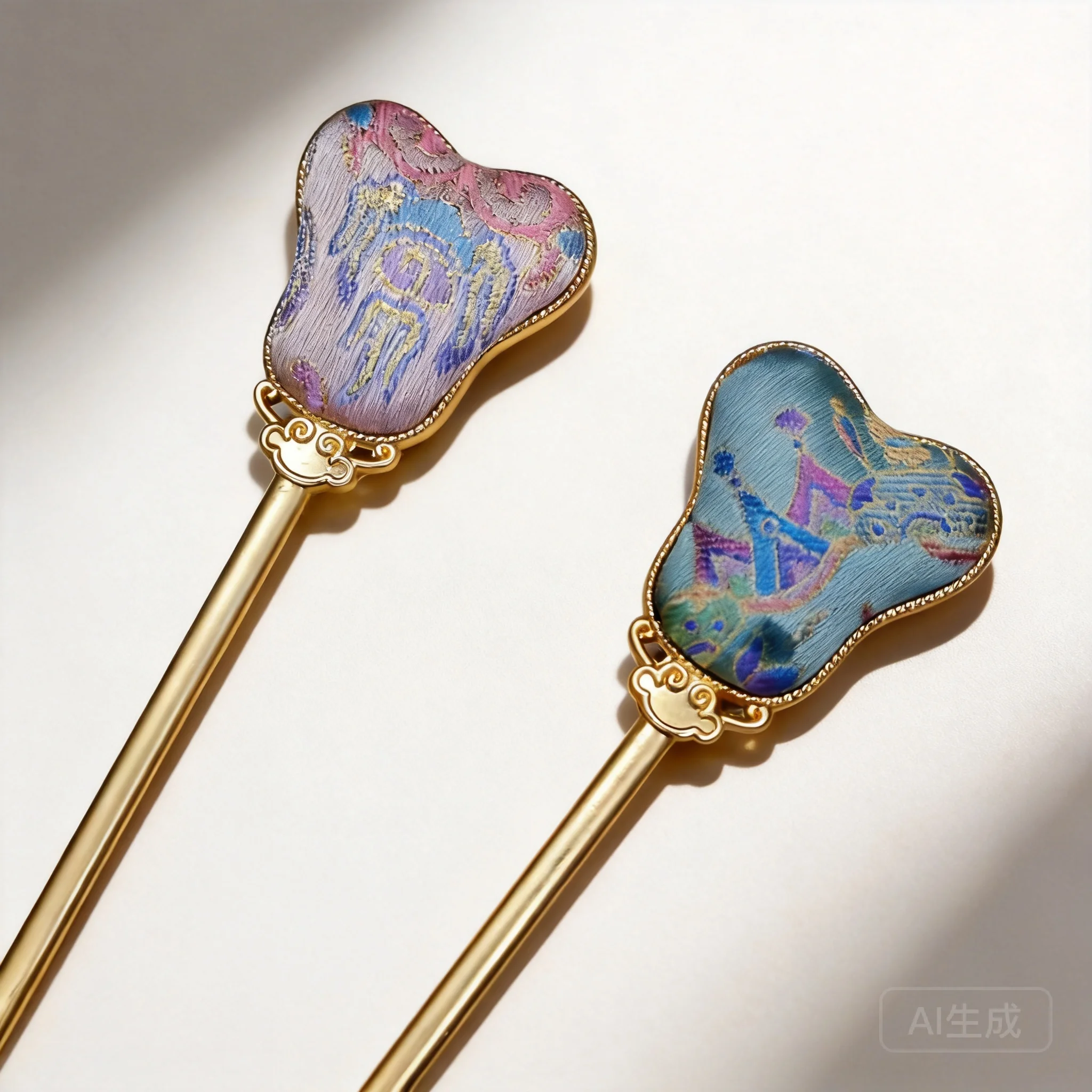 Chinese Style Auspicious Handmade Song Brocade Banana Fan Shape Hairpins Vintage Hanfu Hair Sticks Lucky Blessing Hair Accessori