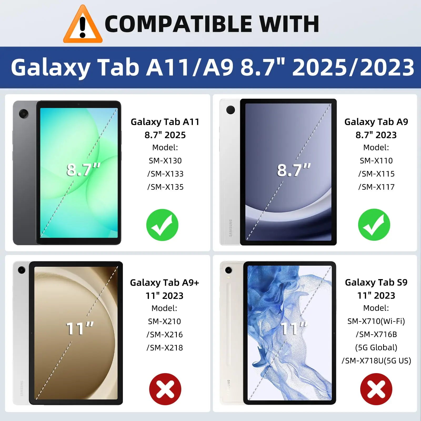 Case for Galaxy Tab A11 8.7-Inch 2025 Premium PU Leather Multi-Angle Viewing Folding Stand Cover Case for Glaxy Tab A9 8.7-Inch