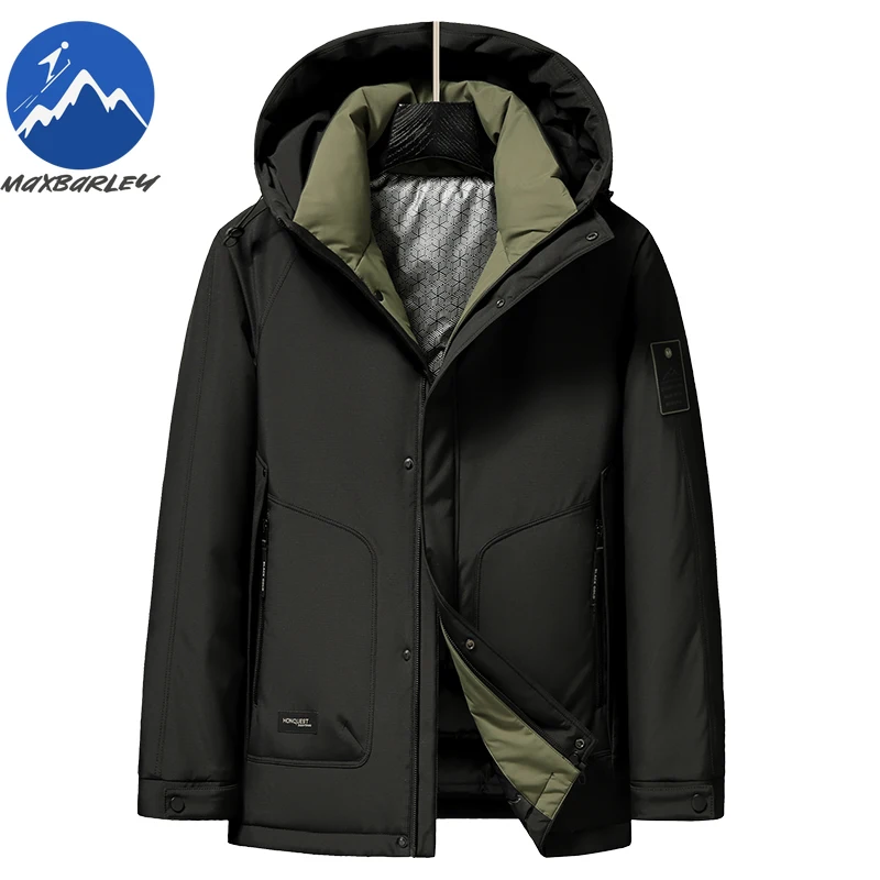Maxbarley 2025 Winter Down Jacket Men Korean Stylish Thick White Duck Down Warm Coat Casual Ski Camping Cold Proof Parka Puffer