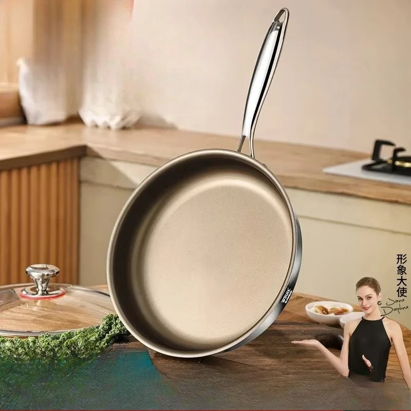 Titanium Pan Non-stick Frying Pan Household Wok Steak Frying Pan Induction Cooker Gas Stove Special  Wok Frying