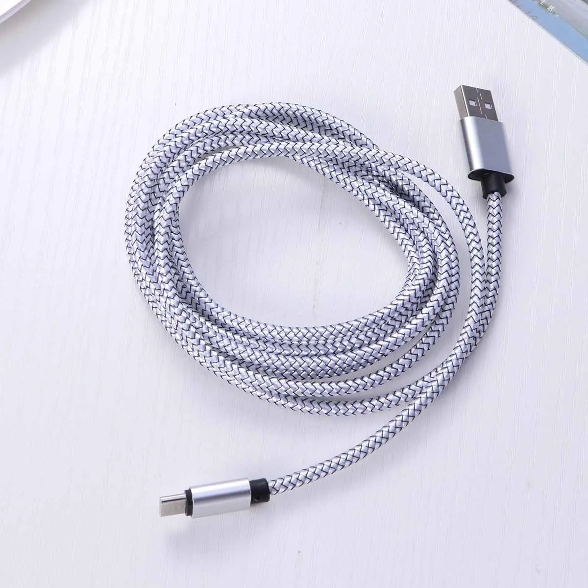 

2M Usb Type Cable Nylon Braided 2.0A Fast Charging Data Sync For Compatible With Type C Devices