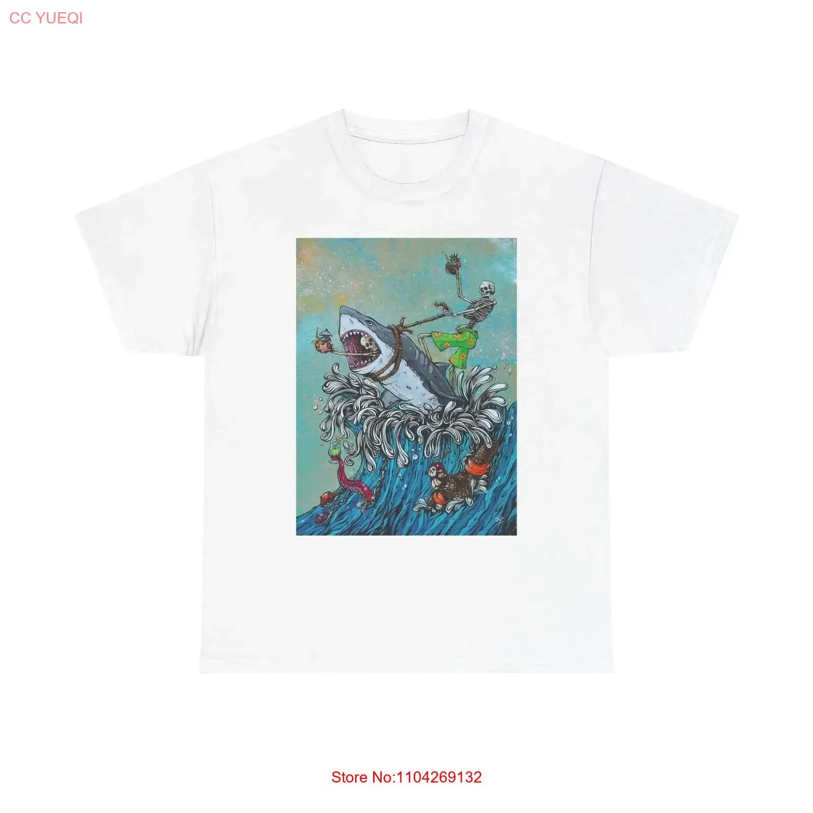 Camiseta Shark Surfing, divertida, de algodón grueso, estilo vintage, ligeramente unisex, transpirable, elástica, ropa de diseñador, streetwear
