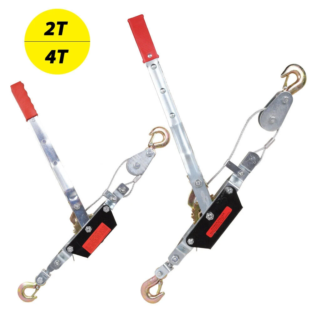 Tirador manual de cable de acero 2T/4T con doble gancho, tensor de cable de acero, tirador de engranajes manual para remolque de coches, maquinaria agrícola, aparejos industriales, tirado en sitios de construcción, estiramiento de carga, herramienta de elevación tipo llave pequeña, gancho de seguridad para tirador de cable de alta resistencia