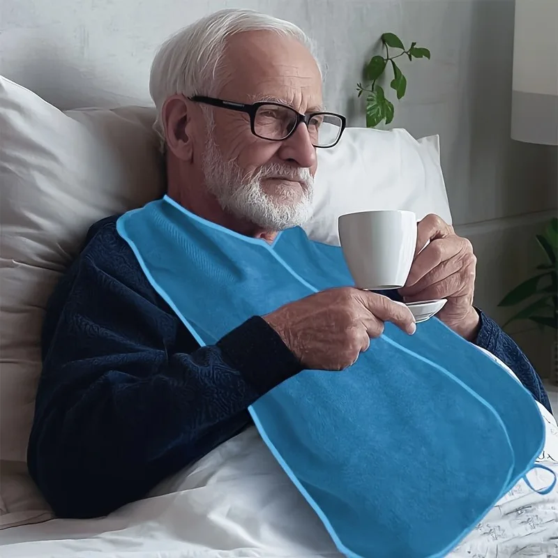 Adult Elderly Mealtime Bib Adjustable Washable Anti-dirty Dining Scarf Medical Saliva Bib Easy Clean