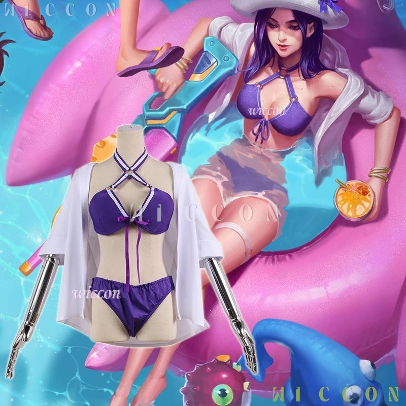 

Halloween League of Legends Pool Party Caitlyn Cosplay Costume Summer Anime Clothing 2025 Carnival Outift