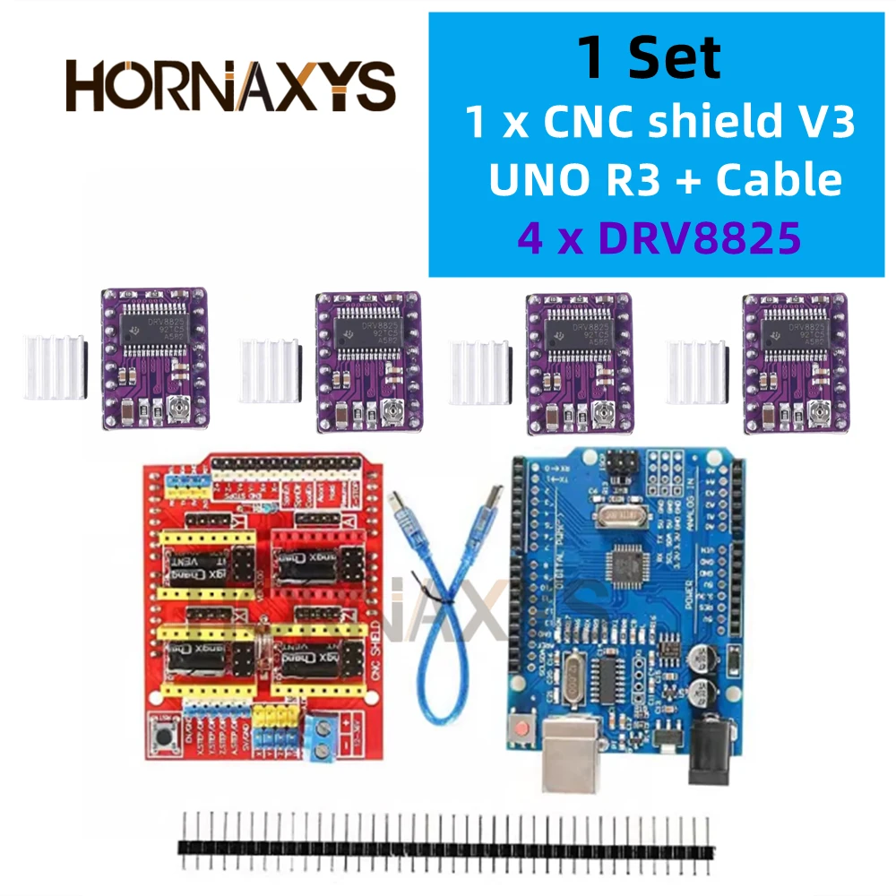 Imagem -02 - Cnc Escudo v3 Máquina de Gravura com Cabo Usb Driver Placa de Expansão Impressora 3d Arduino Uno r3 Drv8825 A4988 Pcs