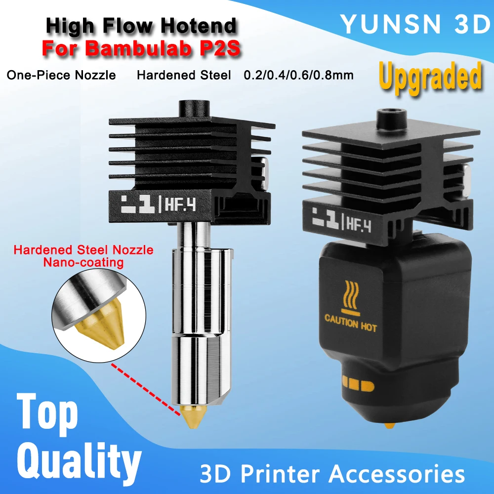 Für Bambulab P2S Hotend-Kit, Hochleistungs-Upgrade, einteilige Düse aus gehärtetem Stahl mit Nano-Beschichtung, Hot-End für Bambu Lab P2S 3D-Drucker – Detail 1