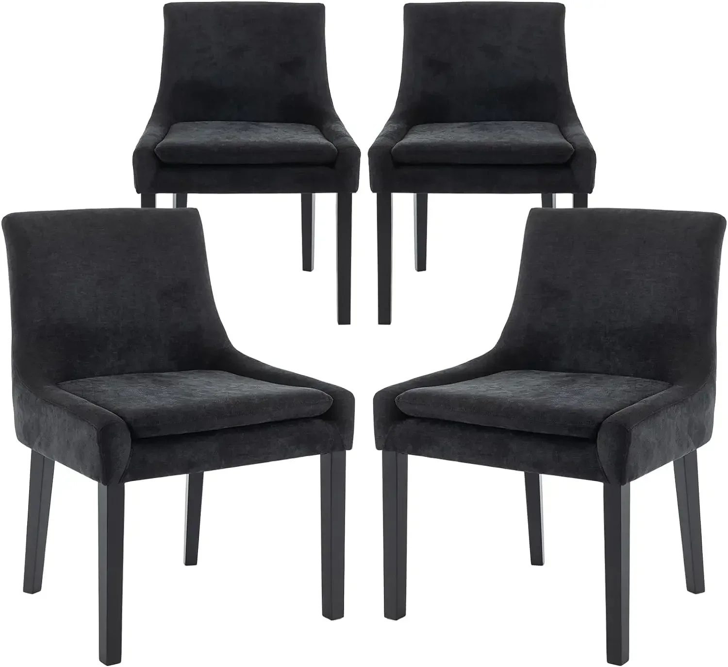 Modern Dining Chairs Set of 4,Upholstered Side Leisure Chairs with Mid Back and Wood Legs for Living Room/Dining Room/Bedroom