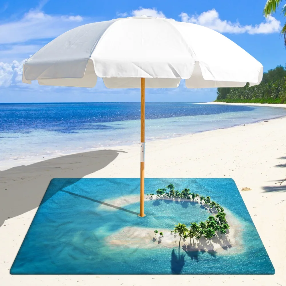 Custom Beach Mat for Umbrella Fixed with 8 CM Hole Snap Buttons Microfiber Quick Dry Square Beach Towel Circle Yoga Mat 2 Sizes