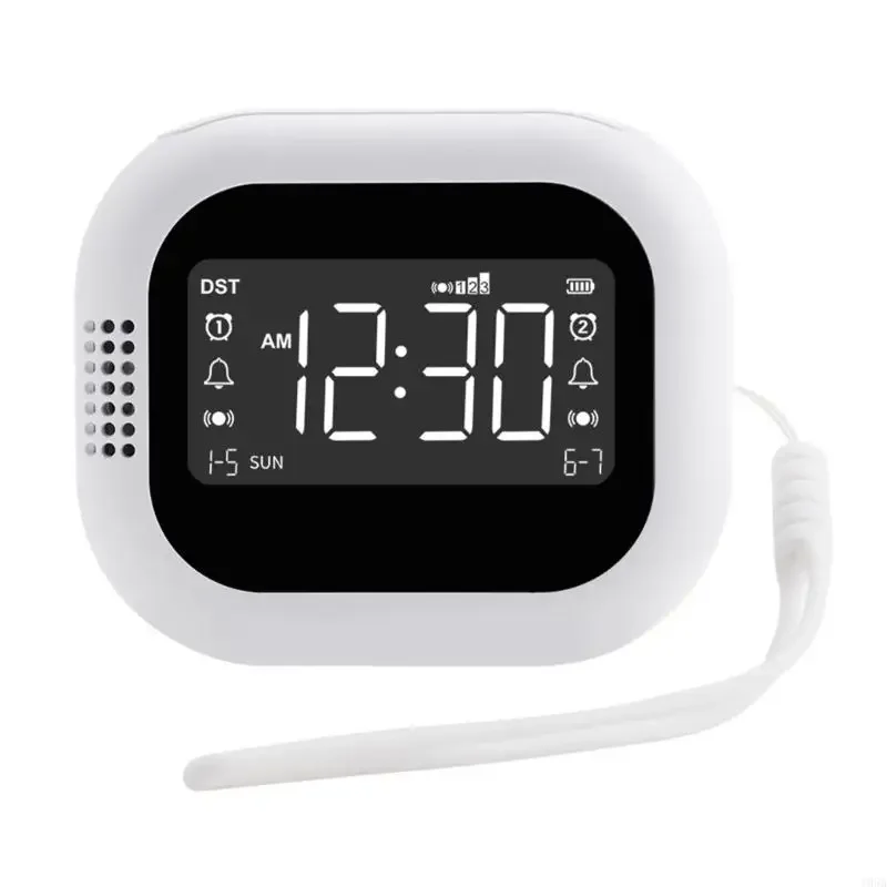 

Portable Travel LCD Display Vibrating Alarm Clock with Rechargeable Battery Snoozes Function and Hanging Lanyard Gifting