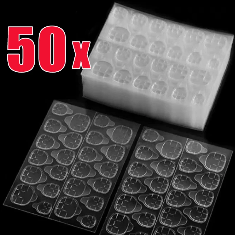 

50 Sheets 1200pcs Nail Art Jelly Double-sided Tape Waterproof Breathable Transparent Traceless Nail Glue Diy Nails Adhesive Tool