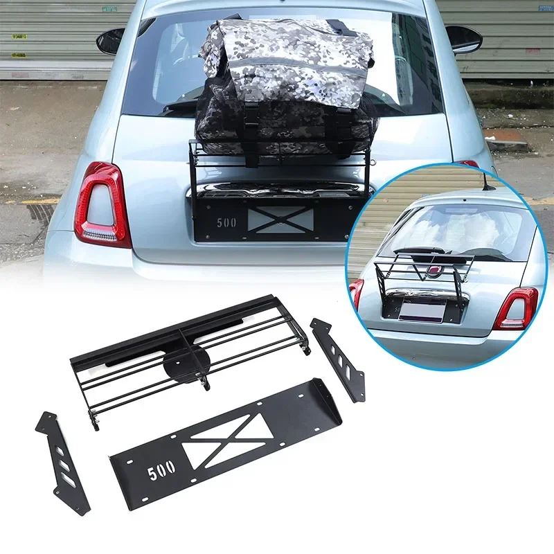 1PCS Carbon Steel Car Tailgate Multipurpose Cargo Rack For Fiat 500 2010-2024 Tailgate Luggage Rack Shelf Accessories Kit